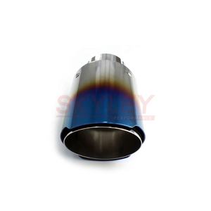 Marmitta per auto universale in acciaio inossidabile con punta di scarico blu bruciata per Bmw Benz Audi <span class=keywords><strong>Vw</strong></span> Golf Car marmitta di scarico <span class=keywords><strong>Logo</strong></span> personalizzato - Product Image 2