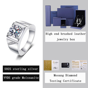 Anello spirituale in argento <span class=keywords><strong>Sterling</strong></span> S925 con diamante da uomo intarsiato con 2.0ct VVS moissanite fashion light luxury feding ring - Product Image 6