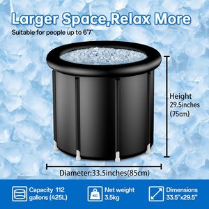 Bañera inflable portátil de alta resistencia de 112 galones, bañera de recuperación de cápsulas de hielo, terapia de agua fría para atletas, piscina de inmersión, bañera de hidromasaje al aire libre - Product Image 6