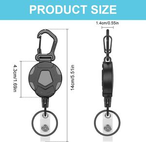 <span class=keywords><strong>Porte</strong></span>-clés rétractable robuste 2026 – <span class=keywords><strong>Porte</strong></span>-badge tactique avec <span class=keywords><strong>cordon</strong></span> rétractable en acier de 80 cm - Product Image 2