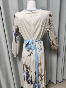 Robe longue plissée sur mesure, col en V, manches lanternes, imprimé floral, taille empire, robe de mariage, robe de vacances, <span class=keywords><strong>prix</strong></span> d'usine - Product Image 5