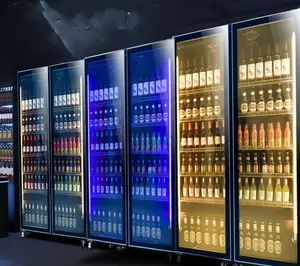 Commercial Big Bar Beer Cold Store Drink Standing Glass 3 Door Smart Chiller Display Freezers Refrigerator Fridge Refrigeration