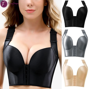 Móc phía trước thời trang sâu Cup áo ngực đầy đủ trở lại bảo hiểm đẩy lên rộng trở lại áo ngực ẩn trở lại chất béo hình áo ngực - Product Image 1