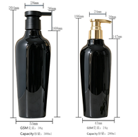OEM/ODM Bouteille de shampooing/gel douche en plastique noir de 300 ml, emballage cosmétique, flacons de lotion, modèle 149 CN GUA