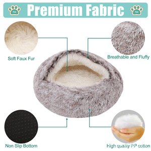 Large Arctic Fleece <strong>Pet</strong> Cave <strong>Bed</strong> by Manufacturer Modern Fashion Winter Warm Nest for Cats and Dogs Fluffy Cushion Calming <strong>Beds</strong> - Product Image 4