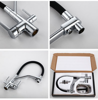 Robinet de cuisine classique 3 voies avec pulvérisation latérale, filtre à eau, en laiton massif, cartouche céramique, double poignée, certifié CUPC CE, OEM ODM