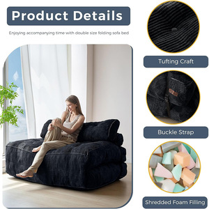 Convertible <b>Folding</b> Sofa <b>Bed</b> Single Size Multifunctional Modular Foam Filling Living Room Lounge Chair For Adults And Children - Product Image 4