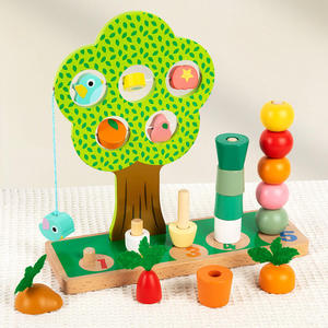 สินค้าดรอปชิปปี 2026 ของเล่นไม้หลากสีสันสำหรับการศึกษาปฐมวัย ตัวต่อผักผลไม้รูปสัตว์ - Product Image 4