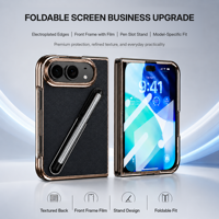 Coque antichoc en PC avec bords électroplaqués, protection d'écran, emplacement pour stylet et support pour 18 Ultra Fold