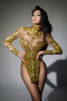 AD2984 Produits Tendance Nouveautés Pantalons de Danse Latine pour Filles Tenue de Performance Sexy avec Mini Robe de Scène à Paillettes Dorées