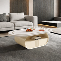 Table basse ovale de meubles de maison de table d'éclairage led intelligente de salon