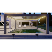 Pergola rétractable en aluminium avec toit imperméable pour jardin et villa, finition luxe thermolaquée