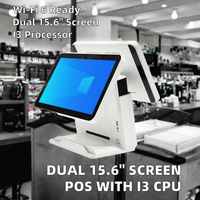 Système de point de vente (PDV) OEM avec double écran 15,6 pouces, processeur I3, caisse enregistreuse pour restaurant, Windows/Android, écran tactile 10 points, thermique