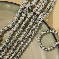Perles en vrac de jaspe dalmatien naturel, directement de l'usine, marque HX, pour la fabrication de bijoux DIY, pierre noire tachetée, fournitures de gros