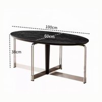 Table basse ovale minimaliste Bauhaus, durable, portable, avec pieds en acier inoxydable, en bois massif vintage, petite, pour appartement