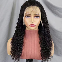 Perruque brésilienne Remy en cheveux humains, 13x4, brun clair, avec dentelle frontale, longue de 22 pouces, pré-épilée, sans colle, effet vague d'eau