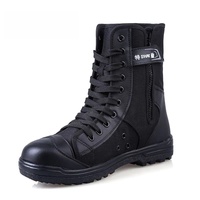 BAEWOON TB25 Bottes tactiques d'été noires respirantes pour hommes, chaussures montantes en toile, respirantes en maille, unisexe, pour la sécurité et l'entraînement