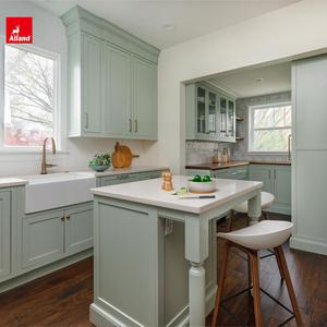 ตู้ครัวขนาดเล็กสีเขียวสั่งทำพิเศษพร้อมประตูแบบฝัง - Product Image 2