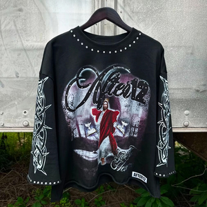 Sweat-shirt Streetwear à col rond en molleton French Terry épais, imprimé DTG cristallin, coupe oversize, courte et carrée, à manches longues - Product Image 1