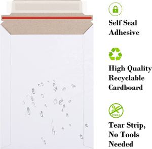 Usine personnalisée 9x11.5 Auto Seal Photo Document Mailers 25 Pack Rester Plat Blanc Enveloppes En Carton, 9.25x11.75 Pouces - Product Image 6