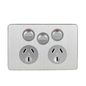 พาวเวอร์พอยท์ส10A คู่แนวนอนมาตรฐานออสเตรเลียพร้อม USB แปรงวัสดุอลูมิเนียม A + C - Product Image 4