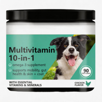 Complément multivitaminé Omega-3 à mâcher pour chiens 10-en-1, 90 comprimés savoureux, favorise la mobilité, la santé intestinale, la peau et le pelage, formule saveur poulet