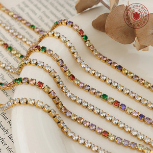 Cadena de tenis de 3mm de oro y acero inoxidable de 18 quilates para mujer con pulsera de moda de Zirconia cúbica colorida regalo para mujer - Product Image 1