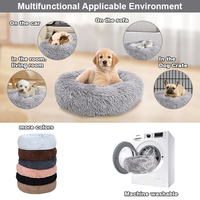 Coussin rond en peluche pour animaux de compagnie, lit chaud d'hiver pour chien et chat, coussin moelleux en forme de donut, tapis antidérapant pour chien, vente en gros disponible