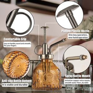 Retro Bronze Glass Watering Can with <strong>Manual</strong> Pump <strong>Sprayer</strong> for Home Use on Plants Gardens for Farm Applications Indoor Home Decor - Product Image 5