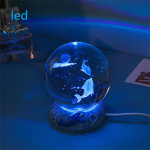 Bola de cristal 3D enchufable por USB, luz LED nocturna, ornamento, lámpara de Animal marino, decoración para el hogar, dormitorio, regalo de vacaciones para niños y parejas - Product Image 4