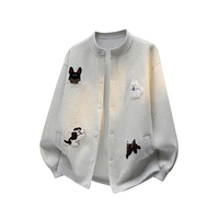 Vestes de baseball brodées avec patch de chien de dessin animé pour enfants, logo personnalisé, veste décontractée pour hommes, mode scolaire, universitaire, style Letterman