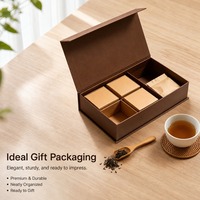 Boîte cadeau de thé brun de qualité supérieure HuanXing, boîte d'emballage rigide à couvercle rabattable avec logo personnalisé et diviseurs intérieurs pour coffret cadeau de sachets de thé