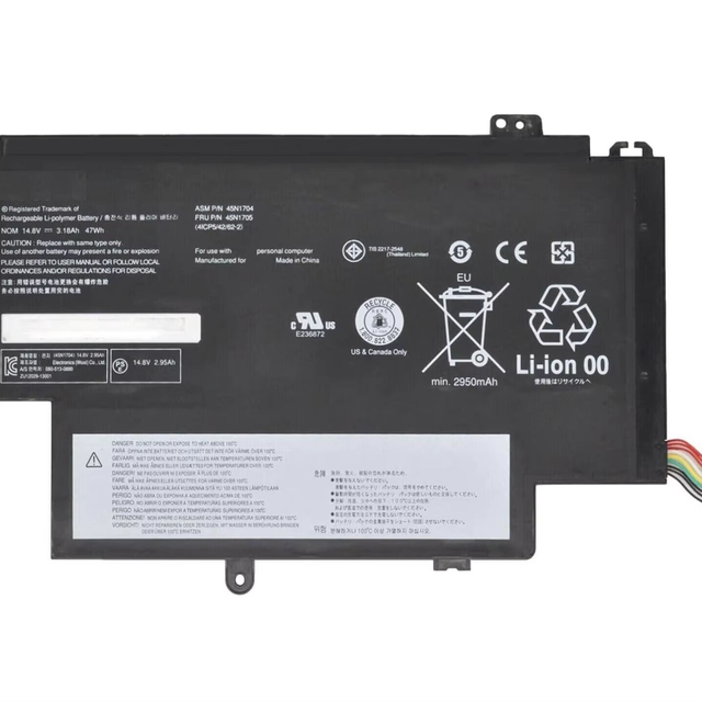 Replacement 45N1705 45N1704 Cell for 47Wh 14.8V Battery for Lenovo Thinkpad 12.5" S1 Yoga 12 20CD Laptop Battery