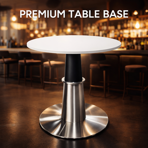 Mesa <span class=keywords><strong>de</strong></span> Bar Moderna <span class=keywords><strong>con</strong></span> <span class=keywords><strong>Base</strong></span> <span class=keywords><strong>de</strong></span> Pedestal <span class=keywords><strong>de</strong></span> Acero Inoxidable y Tapa Redonda Blanca para Cafetería, Hotel, Salón, Restaurante - Product Image 1