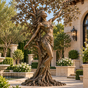 Grande Scultura in Bronzo da Esterno <span class=keywords><strong>Donna</strong></span> tra gli Alberi, Statua Umana a Grandezza Naturale per Giardino in Vendita - Product Image 1