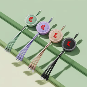 New 66W Super Fast Charging 3-in-1 Retractable USB Cable Compatible 5A One-to-Three Data Cable Promotional Gadget