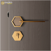 Gagang Pintu Heksagonal Modern Satin Black Nickel Zinc Alloy Split Body untuk Apartemen Hotel Interior Eksterior Kunci Pintu Garansi 5 Tahun