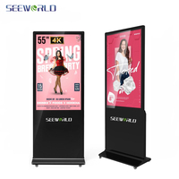Напольный рекламный дисплей SEEWORLD 43, 49, 50, 55, 65 дюймов, цифровая вывеска и сенсорный киоск для помещений