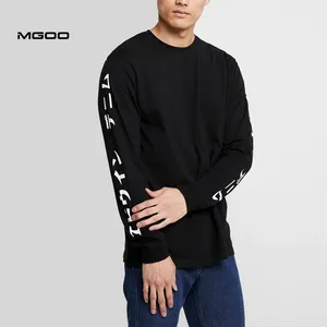 Черная зимняя одежда MGOO с графическим принтом по бокам, Мужская футболка из чистого хлопка, японская футболка, индивидуальные футболки