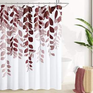 Rideau <span class=keywords><strong>de</strong></span> douche en polyester à motif floral botanique Art Déco, texture lin moderne, lavable, avec 12 crochets métalliques pour <span class=keywords><strong>salle</strong></span> <span class=keywords><strong>de</strong></span> <span class=keywords><strong>bain</strong></span> - Product Image 6