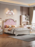 Ensemble de meubles pour enfants en bois massif de style crème, lits, bureaux, bibliothèques et armoires modernes multi-tailles pour l'école et la chambre