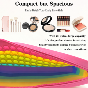 Bolsa de Maquillaje de Silicona Arcoíris, Organizador de Cosméticos, Suave al Tacto, Fácil de Limpiar, Gran Capacidad, para Brochas de Maquillaje, Cosméticos y Viajes - Product Image 4