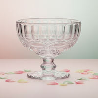 Verre à glace vintage gaufré de 250 ml, motif à pois festonné orné, en verre sodocalcique en forme d'entonnoir, alimentaire, style bohème