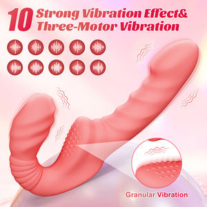IPX7 Doppelkopf-Sextoy für Lesben Umschnalldildo-Vibrator Tragbarer Slip-Vibrator Klitorisstimulator Höhepunkt Anal-Massagegerät - Product Image 3