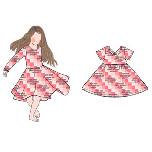 Vestido de Bambú/Algodón para Niñas, Modelo Cd-5-2, Corte en A, Manga Corta, Espalda Cruzada en X, para Bebés y Niñas Pequeñas - Product Image 2