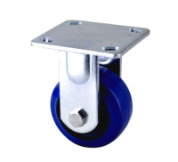Roue pivotante en caoutchouc bleu à haute élasticité avec noyau en nylon et roulement à billes double silencieux 4x2, pour charges moyennes, en acier, de la gamme Source Factory Products