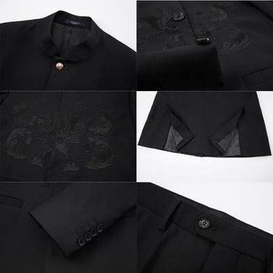 <span class=keywords><strong>Traje</strong></span> de Hombre de 2 Piezas, Estilo Tradicional, Estampado Floral, Casual, con Botones Ocultos, Cuello Alto, Chaqueta de Un Solo Pecho y Pantalón Recto - Product Image 5