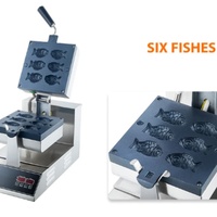 Gaufrier professionnel multifonction en acier inoxydable en forme de poisson, haute productivité, thermostat réglable, couleur argent