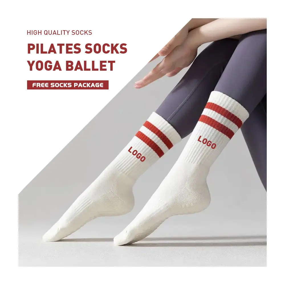 Kaus kaki Yoga Anti selip Logo kustom kaus kaki Pilates pegangan untuk wanita kaus kaki Pilates