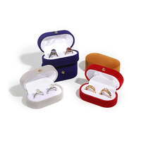 Boîte cadeau de luxe en velours à double anneau pour faire-part de mariage boîtes à bagues boîte d'emballage de bijoux stockage de bijoux
